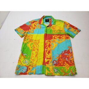 Ricky Singh Mens Shirt Design Collared Button Up Exotic Multicolored Size Med